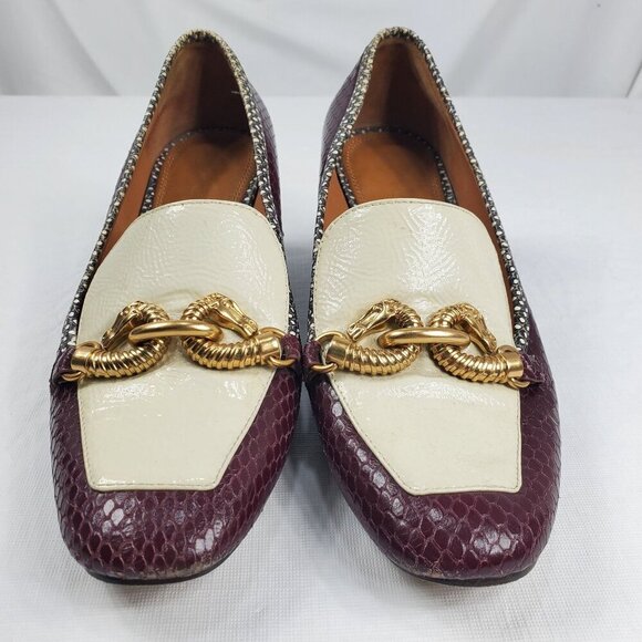 Tory Burch Women's White Pump Heels Jessa Leather Snake Print Slip-On Size 6M - Picture 4 of 11